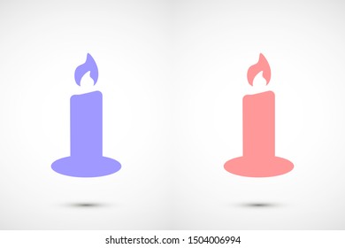 Candle vector icon. Candle for lighting icons. Candle for warmth icons. Candle to illuminate the room icons. 10 eps icon icon. Flat icon design.