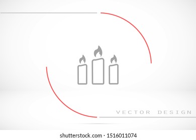 Candle vector icon. Candle for lighting icons. Candle for warmth icons. Candle to illuminate the room icons. 10 eps icon icon. Flat icon design.