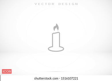 Candle vector icon. Candle for lighting icons. Candle for warmth icons. Candle to illuminate the room icons. 10 eps icon icon. Flat icon design.