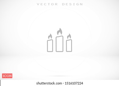 Candle vector icon. Candle for lighting icons. Candle for warmth icons. Candle to illuminate the room icons. 10 eps icon icon. Flat icon design.