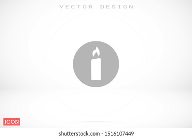 Candle vector icon. Candle for lighting icons. Candle for warmth icons. Candle to illuminate the room icons. 10 eps icon icon. Flat icon design.