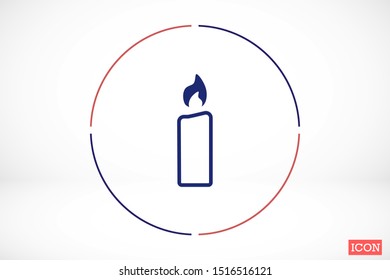 Candle vector icon. Candle for lighting icons. Candle for warmth icons. Candle to illuminate the room icons. 10 eps icon icon. Flat icon design.