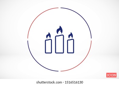 Candle vector icon. Candle for lighting icons. Candle for warmth icons. Candle to illuminate the room icons. 10 eps icon icon. Flat icon design.