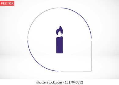 Candle vector icon. Candle for lighting icons. Candle for warmth icons. Candle to illuminate the room icons. 10 eps icon icon. Flat icon design.
