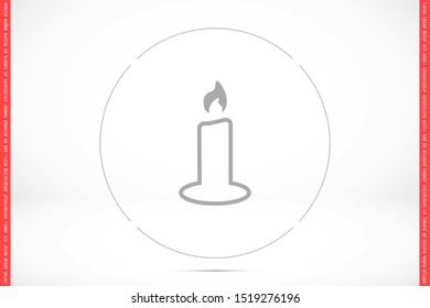 Candle vector icon. Candle for lighting icons. Candle for warmth icons. Candle to illuminate the room icons. 10 eps icon icon. Flat icon design.