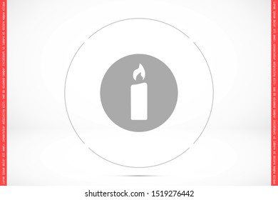 Candle vector icon. Candle for lighting icons. Candle for warmth icons. Candle to illuminate the room icons. 10 eps icon icon. Flat icon design.