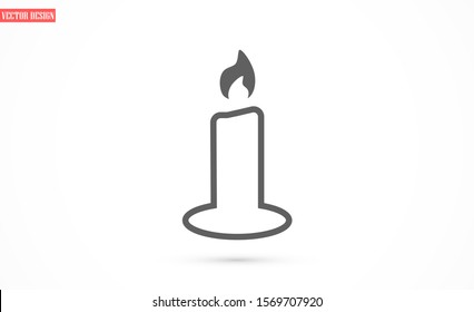Candle vector icon. Candle for lighting icons. Candle for warmth icons. Candle to illuminate the room icons. 10 eps icon icon. Flat icon design.
