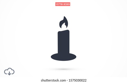 Candle vector icon. Candle for lighting icons. Candle for warmth icons. Candle to illuminate the room icons. 10 eps icon icon. Flat icon design.