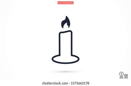 Candle vector icon. Candle for lighting icons. Candle for warmth icons. Candle to illuminate the room icons. 10 eps icon icon. Flat icon design.