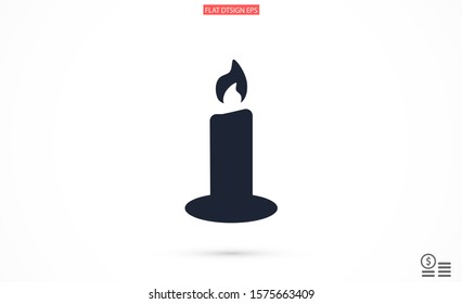 Candle vector icon. Candle for lighting icons. Candle for warmth icons. Candle to illuminate the room icons. 10 eps icon icon. Flat icon design.