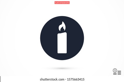 Candle vector icon. Candle for lighting icons. Candle for warmth icons. Candle to illuminate the room icons. 10 eps icon icon. Flat icon design.