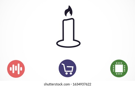 Candle vector icon. Candle for lighting icons. Candle for warmth icons. Candle to illuminate the room icons. 10 eps icon icon. Flat icon design.
