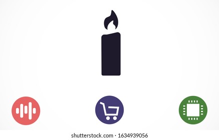Candle vector icon. Candle for lighting icons. Candle for warmth icons. Candle to illuminate the room icons. 10 eps icon icon. Flat icon design.