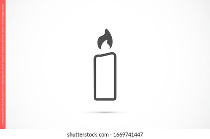 Candle vector icon. Candle for lighting icons. Candle for warmth icons. Candle to illuminate the room icons. 10 eps icon icon. Flat icon design.