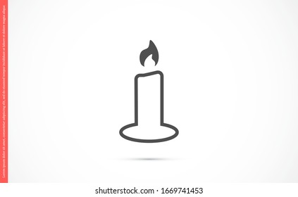 Candle vector icon. Candle for lighting icons. Candle for warmth icons. Candle to illuminate the room icons. 10 eps icon icon. Flat icon design.