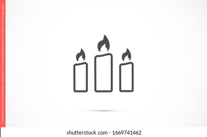 Candle vector icon. Candle for lighting icons. Candle for warmth icons. Candle to illuminate the room icons. 10 eps icon icon. Flat icon design.