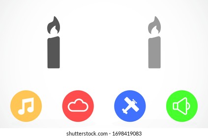 Candle vector icon. Candle for lighting icons. Candle for warmth icons. Candle to illuminate the room icons. 10 eps icon icon. Flat icon design.