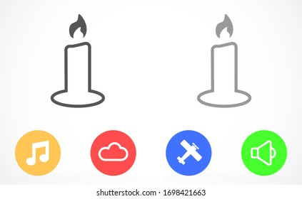 Candle vector icon. Candle for lighting icons. Candle for warmth icons. Candle to illuminate the room icons. 10 eps icon icon. Flat icon design.