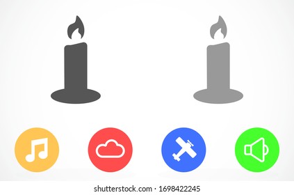 Candle vector icon. Candle for lighting icons. Candle for warmth icons. Candle to illuminate the room icons. 10 eps icon icon. Flat icon design.