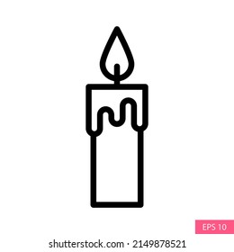 Candle vector icon in line style design for website design, app, UI, isolated on white background. Editable stroke. EPS 10 vector illustration.