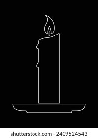 Candle vector icon in line style design for website design, app, UI, isolated on black background. Editable stroke. EPS 10 vector illustration.