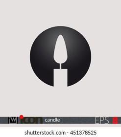 Candle vector icon or logo on isolated background.
