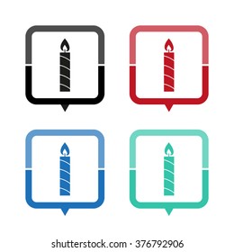 Candle - vector icon; map pointer;  message bubble