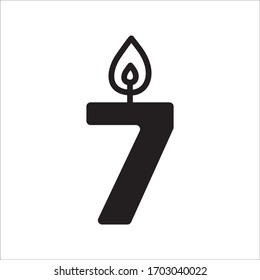 Candle vector icon. Number candle flat sign design. Candle with flame symbol pictogram. 