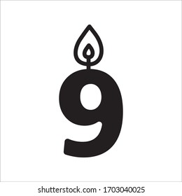 Candle vector icon. Number candle flat sign design. Candle with flame symbol pictogram. 