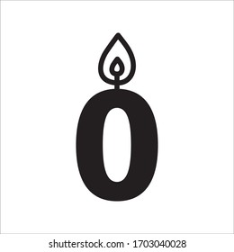Candle vector icon. Number candle flat sign design. Candle with flame symbol pictogram. 