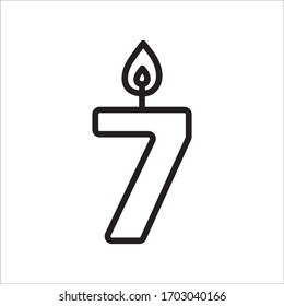 Candle vector icon. Number candle flat sign design. Candle with flame symbol pictogram. 