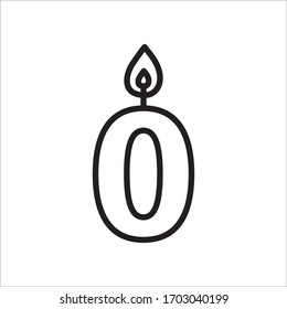 Candle vector icon. Number candle flat sign design. Candle with flame symbol pictogram. 