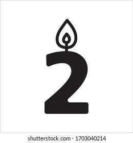 Candle vector icon. Number candle flat sign design. Candle with flame symbol pictogram. 