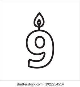 Candle vector icon. Number candle flat sign design. Candle with flame symbol pictogram. 