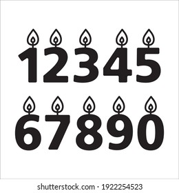 Candle vector icon. Number candle flat sign design. Candle with flame symbol pictogram. 