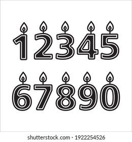 Candle vector icon. Number candle flat sign design. Candle with flame symbol pictogram. 