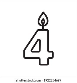 Candle vector icon. Number candle flat sign design. Candle with flame symbol pictogram. 