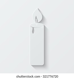 candle vector icon - paper illustration