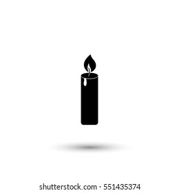 Candle vector icon with round  shadow