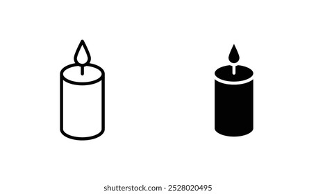 Candle vector icon set in black and white color.