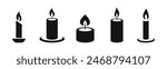 Candle vector icon set. Candles flaming flat icons.