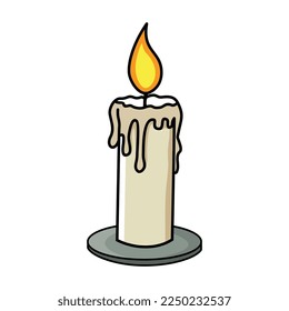 Candle vector illustration. Cartoon candle. Candle hand draw isolated.
