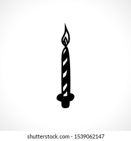 Candle vector illustration. Collection of black symbols on an isolated background in a flat style. Doodle, art line. Holiday decoration for the New Year card, poster, package. EPS10