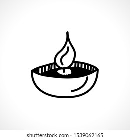 Candle vector illustration. Collection of black symbols on an isolated background in a flat style. Doodle, art line. Holiday decoration for the New Year card, poster, package. EPS10