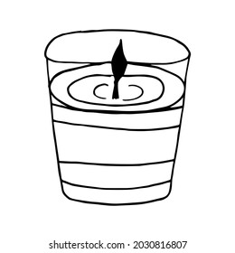Candle Vektorgrafik im Doodle-Stil. Winterelemente für Geburtstagskarten, Plakate, Aufkleber und saisonales Design. Einzeln auf weißem Hintergrund. Handgezeichnetes Element von Neujahr, Weihnachten oder Herbst.