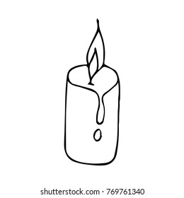 Candle vector illustration. Doodle style. Design, print, decor, textile, paper