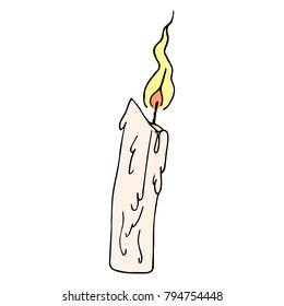 Candle vector illustration. Doodle style. Design, print, logo, decor, textile, paper.