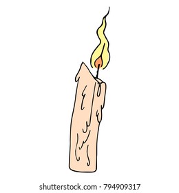 Candle vector illustration. Doodle style. Design, print, logo, decor, textile, paper.