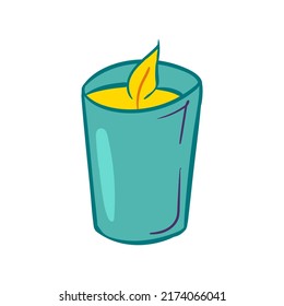 
Сute  candle. Vector illustration with doodles on the theme of cozy autumn.A cute element for greeting cards, posters, stickers and seasonal design. Isolated on a white background
