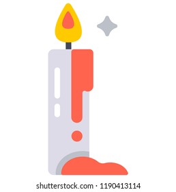 A candle vector illustration in flat color design